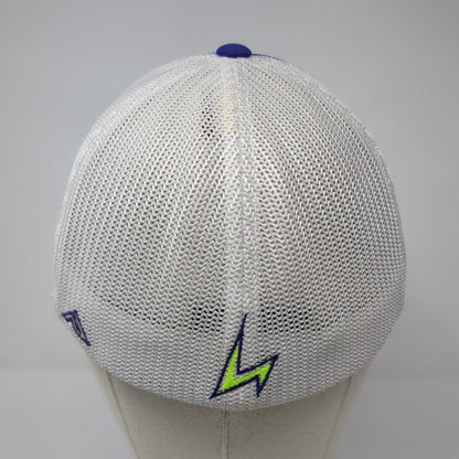 ML Fitted Trucker Hat Blue 7 3/8 Embroidered Mesh Back 404M Pacific Headwear
