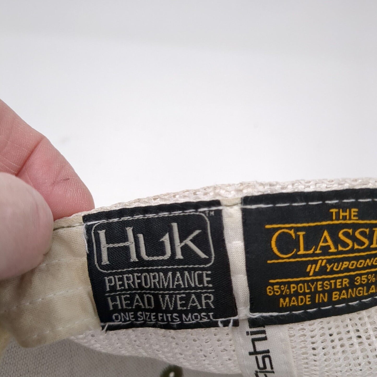 Huk Fish Performance Snapback Trucker Hat Tan One Size Mesh Back Yupoong