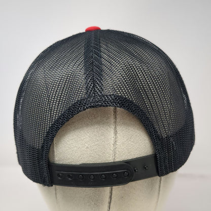 Trucker Hat Red One Size Star Logo Underbrim Graphic Snapback Mesh