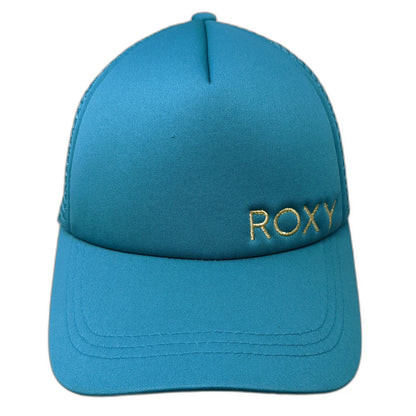 Roxy Trucker Hat Blue XL Gold Logo Mesh Snapback Adjustable Surf Skate Beach