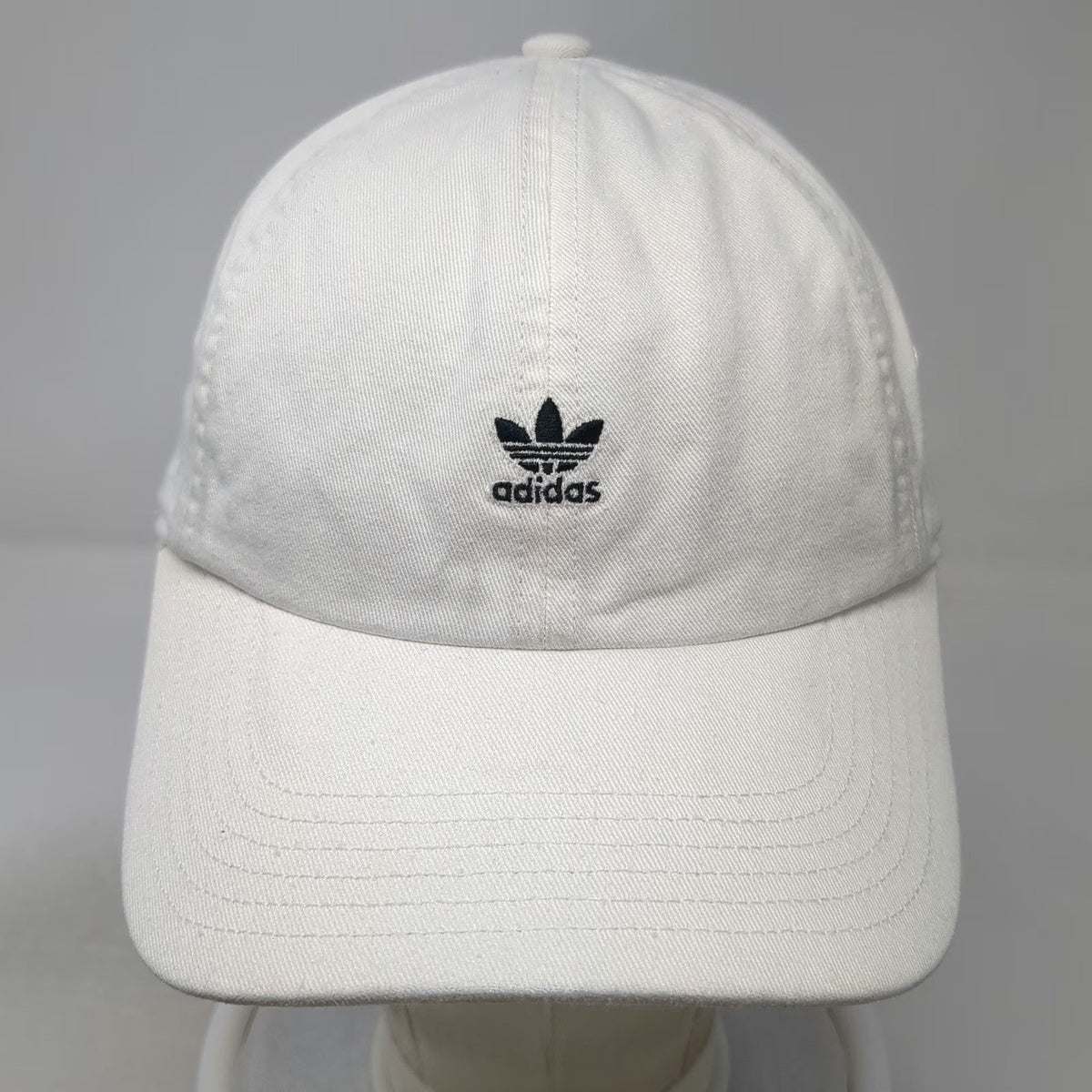 Adidas Baseball Cap White One Size Trefoil Logo Cotton Slideback Strap Hat