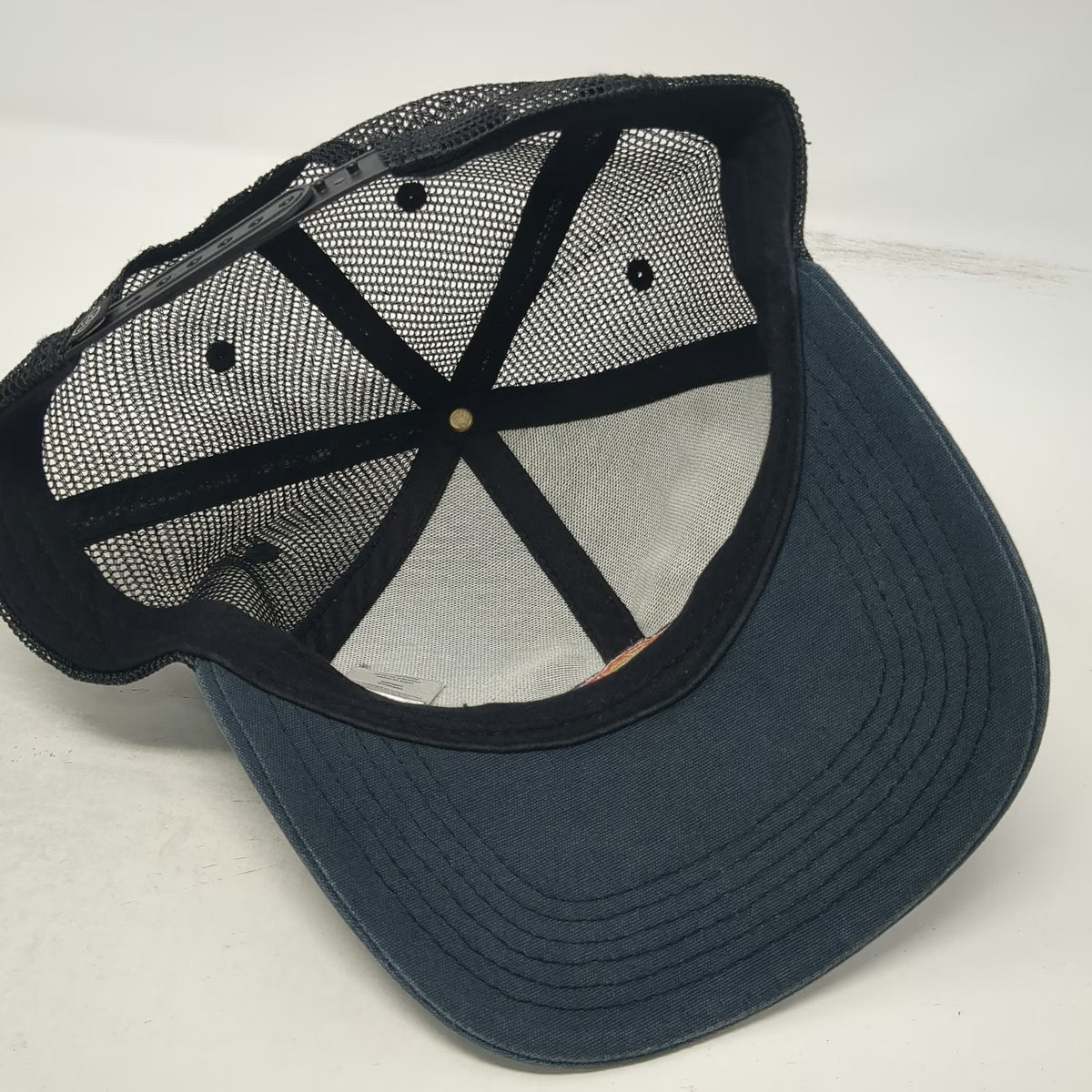 Life is Good Trucker Hat Blue One Size Rainbow Graphic Mesh Snapback Patch