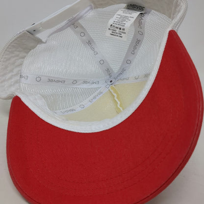 Empyre Trucker Hat White Red One Size Take It Easy Graphic Mesh Snapback Cap