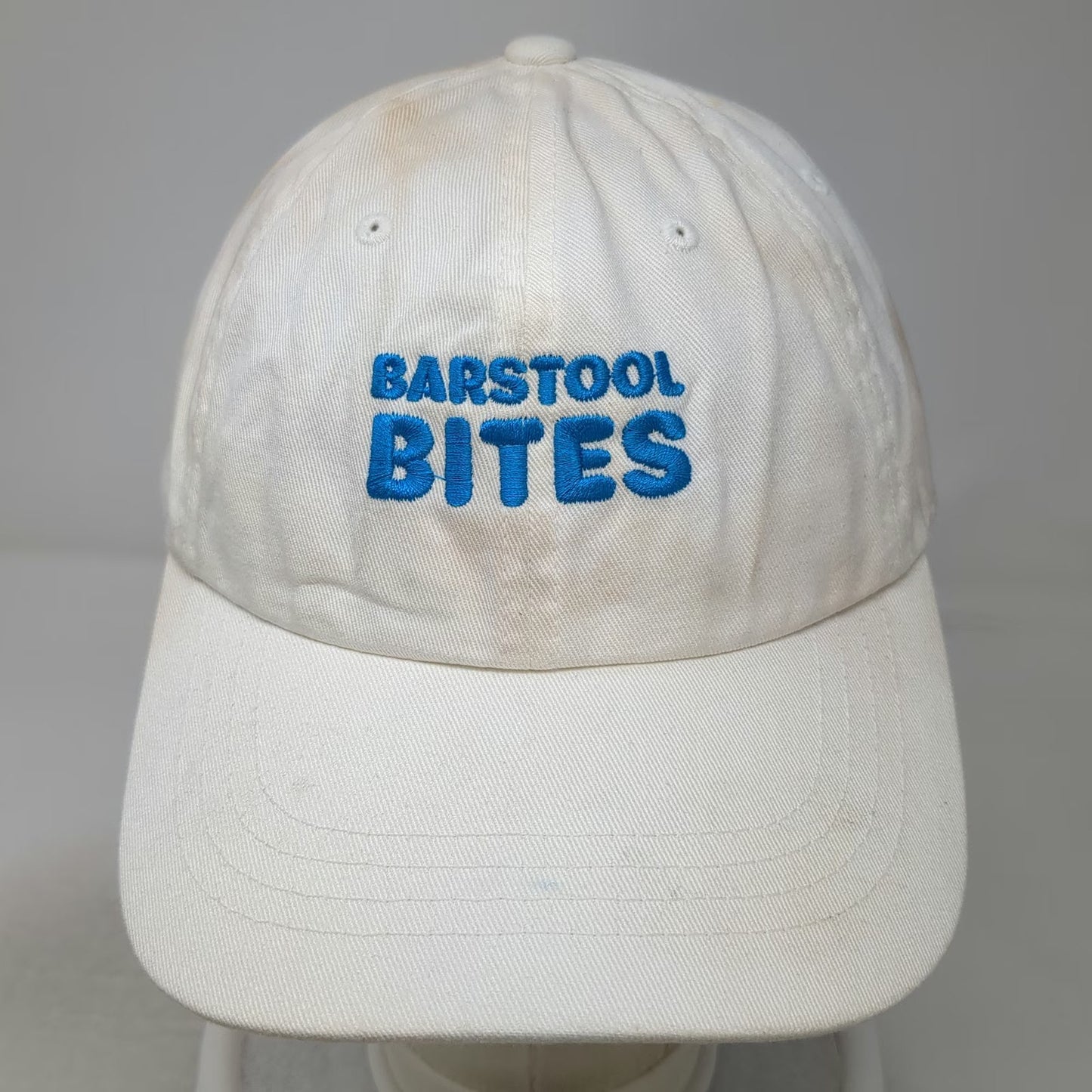 Yupoong Baseball Cap White OSFM Barstool Bites Embroidered Slideback Hat Cotton