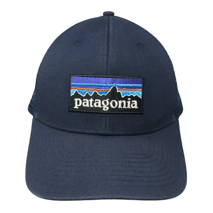 Patagonia P-6 Logo Snapback Trucker Hat Blue One Size Solid Mesh Back