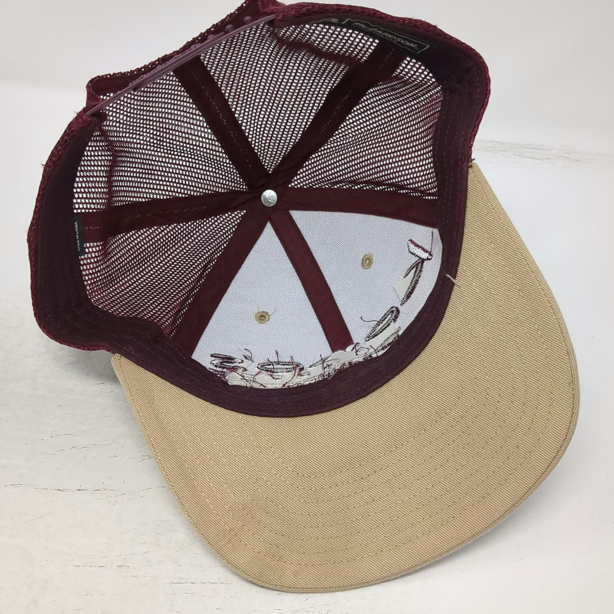 Richardson Trucker Hat Beige Purple One Size Mesh Snapback Coffee Logo Cafe PB