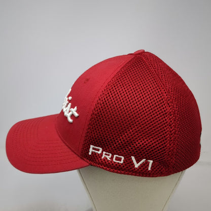 New Era Baseball Cap Red L Mesh Back Titleist FootJoy Pro V1 Stretch Fit Hat