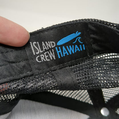 Island Crew Hawaii Trucker Hat Black White One Size Shaka Aloha Patch Mesh