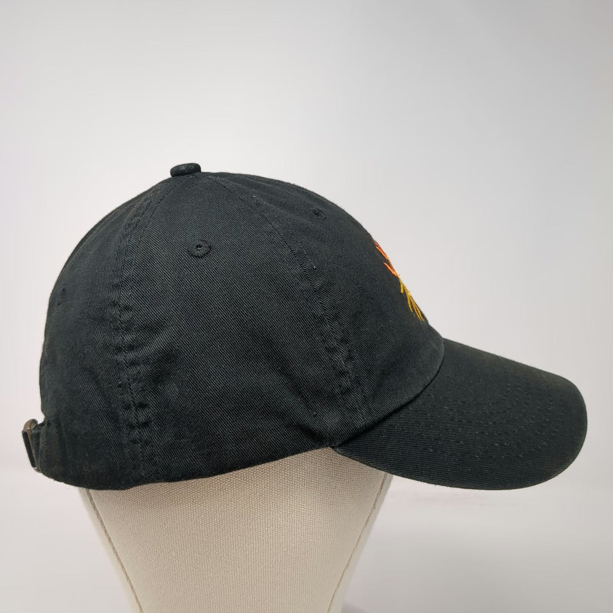 Lumi Sun Baseball Cap Black One Size Embroidered Yellow Orange Slideback Hat