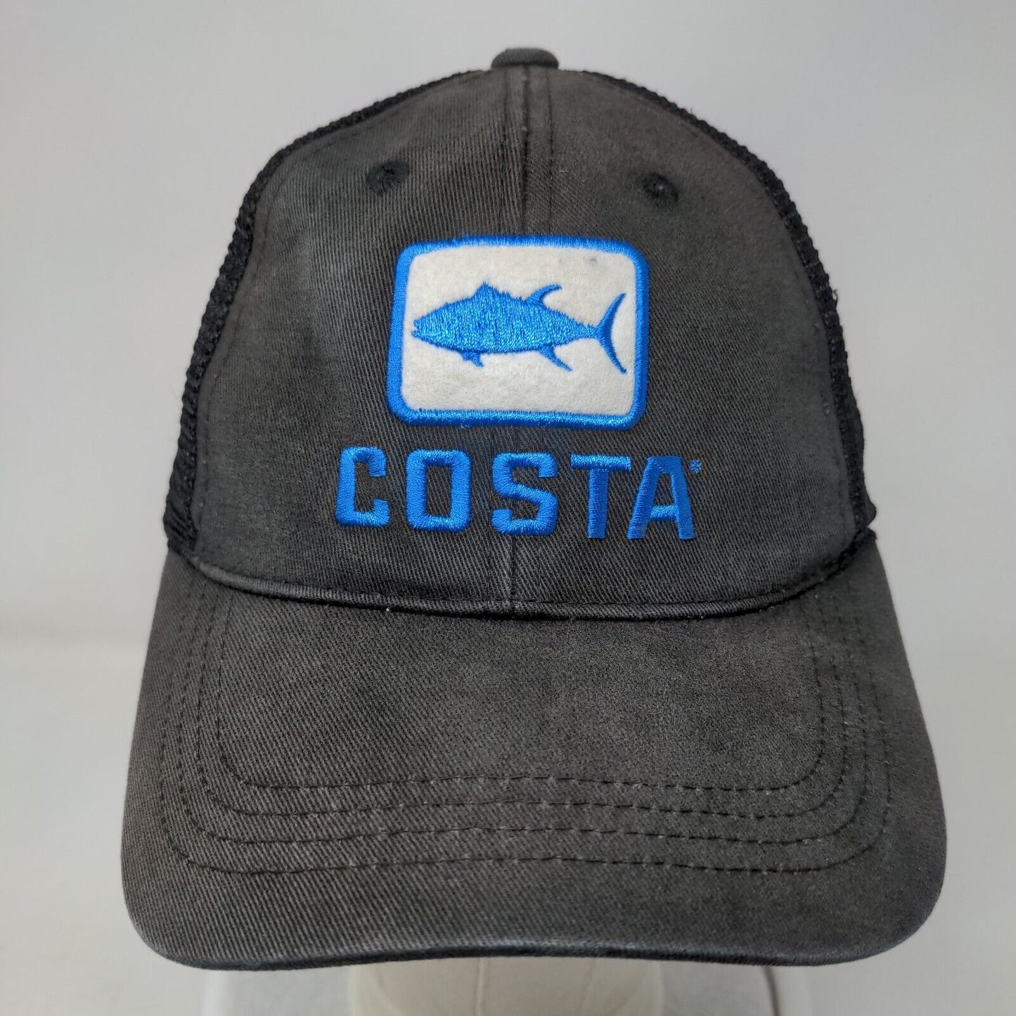 Costa Del Mar Snapback Trucker Hat Black One Size Adjustable Mesh Back 6 Panel