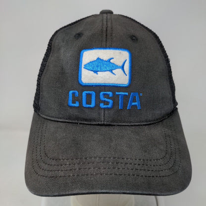 Costa Del Mar Snapback Trucker Hat Black One Size Adjustable Mesh Back 6 Panel