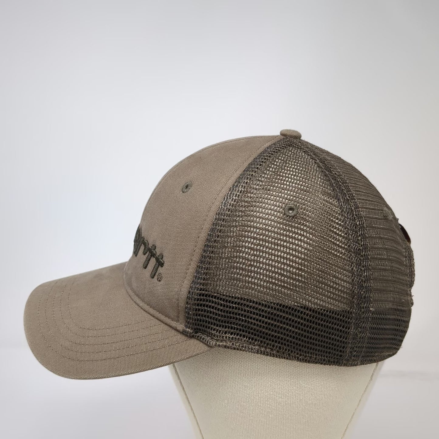 Carhartt Trucker Hat Brown One Size Mesh Back Snapback Embroidered Logo Work Cap
