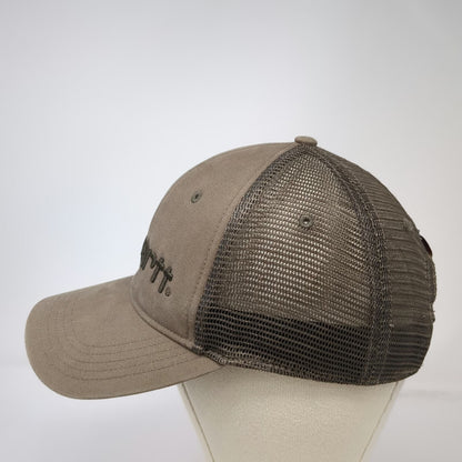 Carhartt Trucker Hat Brown One Size Mesh Back Snapback Embroidered Logo Work Cap
