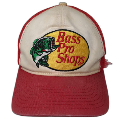Bass Pro Shops Trucker Hat Red Beige One Size Mesh Back Snapback Bass Fish Logo