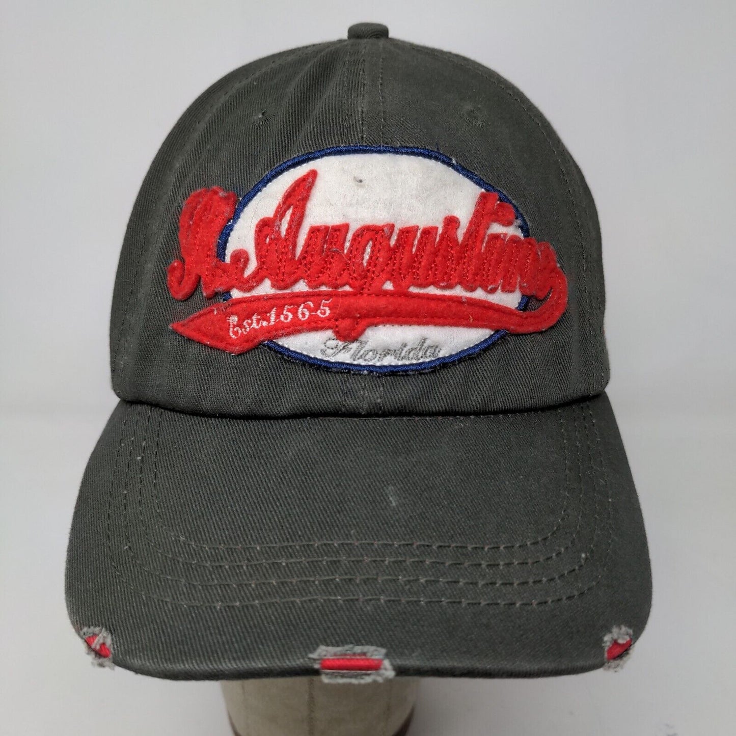 Lucky 777 Men's Strapback Hat Gray Adjustable Embroidered St. Augustine FL