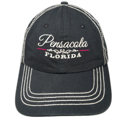 Big Accessories Baseball Cap Black One Size Pensacola Florida Hat White Stitch