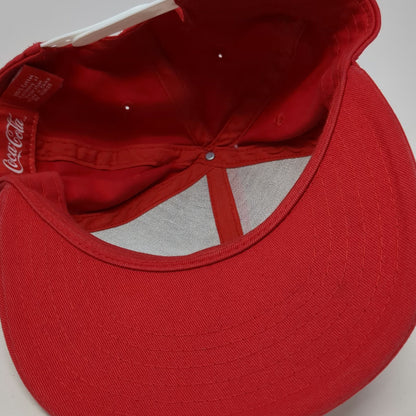 Coca-Cola Snapback Hat Red One Size Embroidered Logo Script Ribbon Cotton Cap