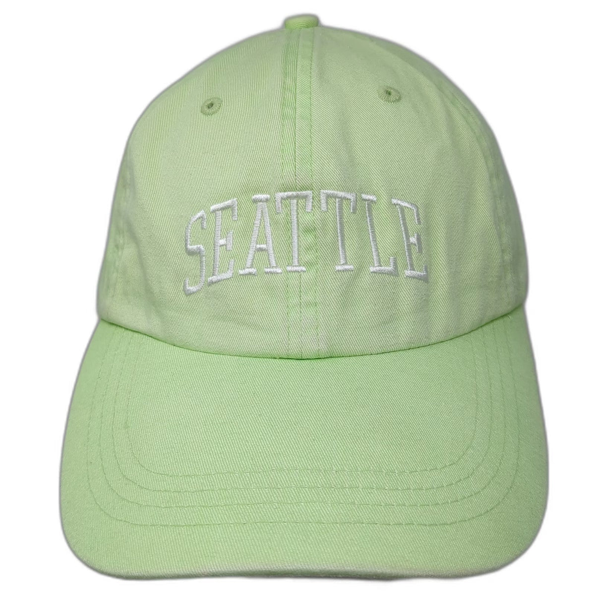 J. America Seattle Hat Green One Size Baseball Cap Embroidered Slideback Cotton
