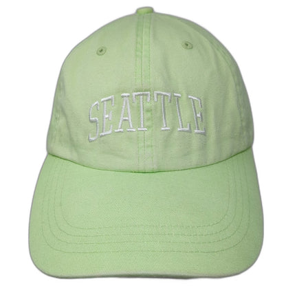J. America Seattle Hat Green One Size Baseball Cap Embroidered Slideback Cotton