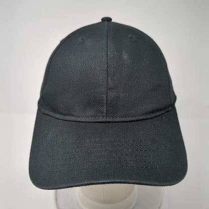 Sportsman Strapback Hat Black One Size Adjustable Vented Holes 6 Panel Blank