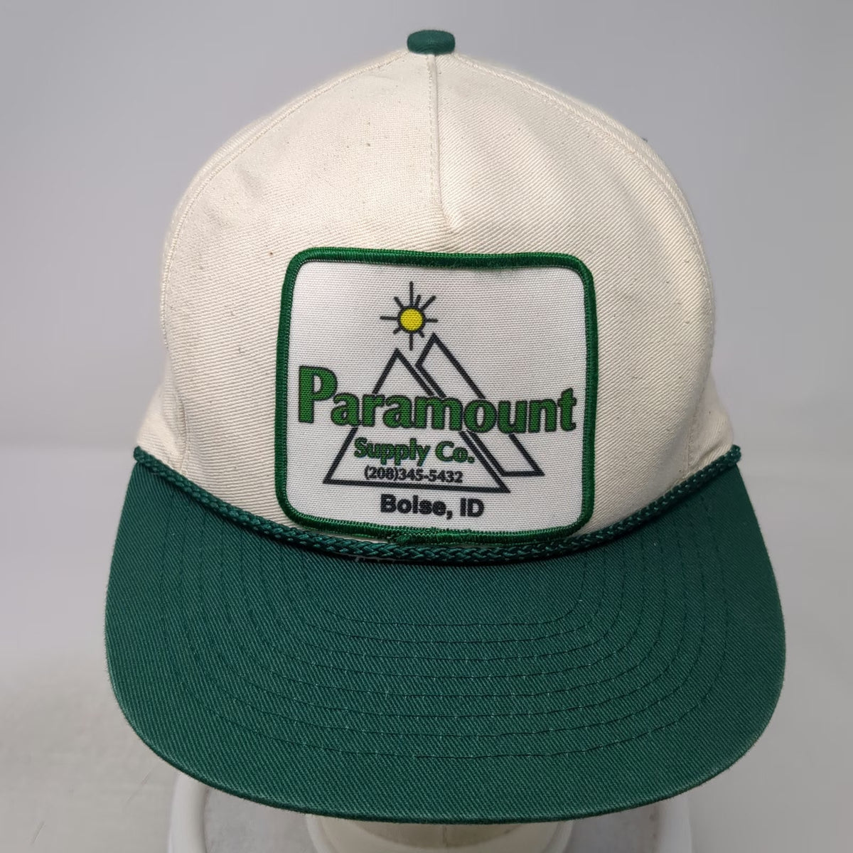 Mohr's 5 Panel Beige Green One Size Paramount Supply Co Boise Rope Snapback Hat