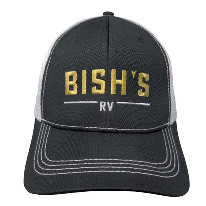 Bish's RV Snapback Mesh Back Trucker Embroidered Logo Hat Black White