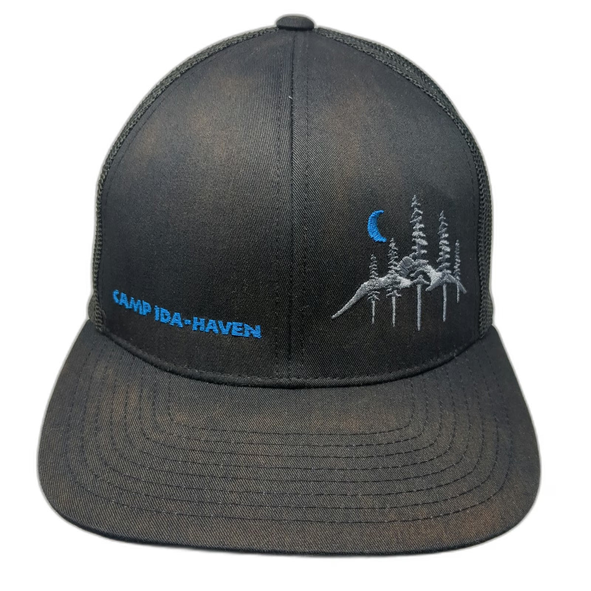 Pacific Headwear Trucker Hat Black One Size Snapback Mesh Camp Ida-Haven Trees