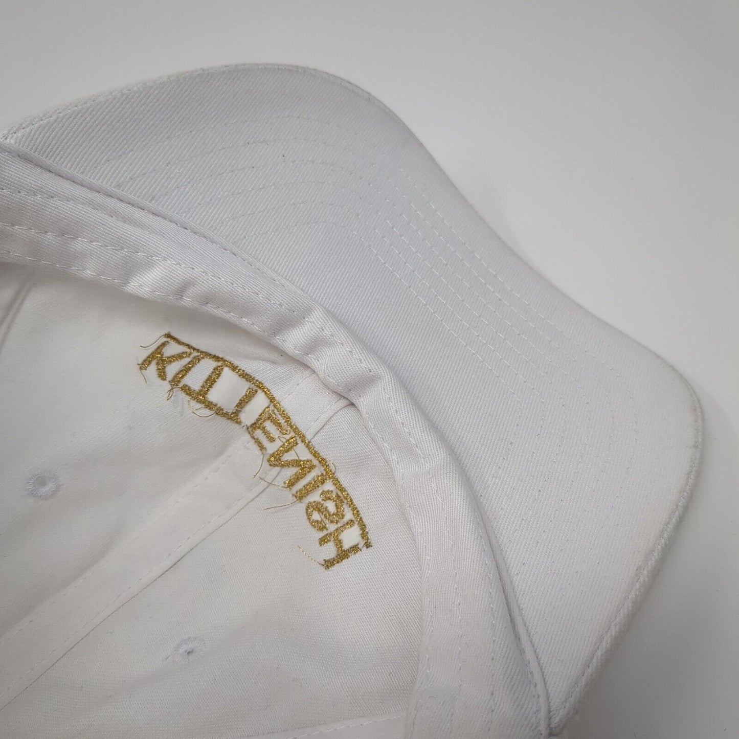 Kittenish Slideback Hat White One Size Adjustable Embroidered 6 Panel