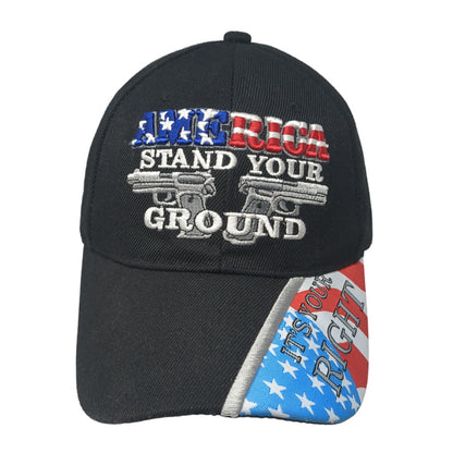 America Stand Your Ground It's Your Right Baseball Cap Black One Size Patriotic