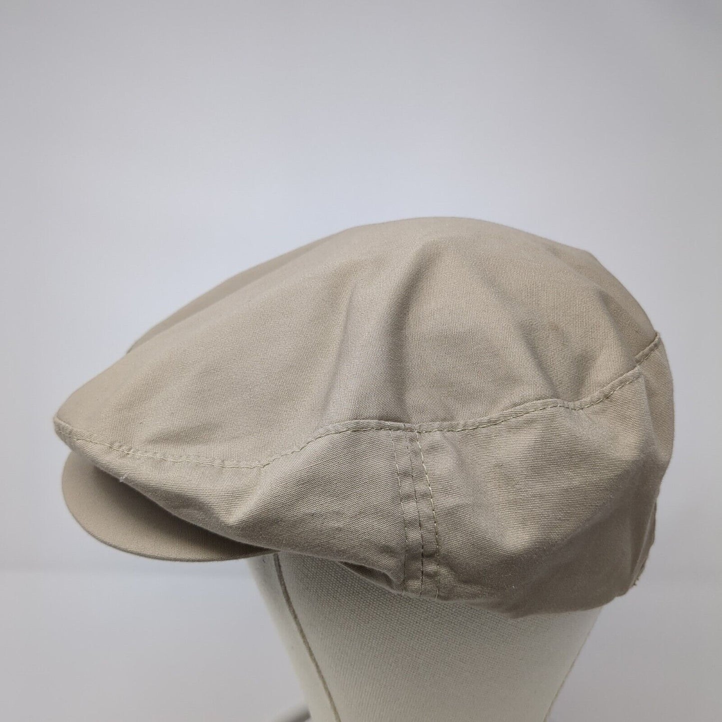 DP Newsboy Flat Cap Tan One Size Adjustable Lightweight Snap Button Blank
