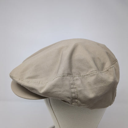 DP Newsboy Flat Cap Tan One Size Adjustable Lightweight Snap Button Blank