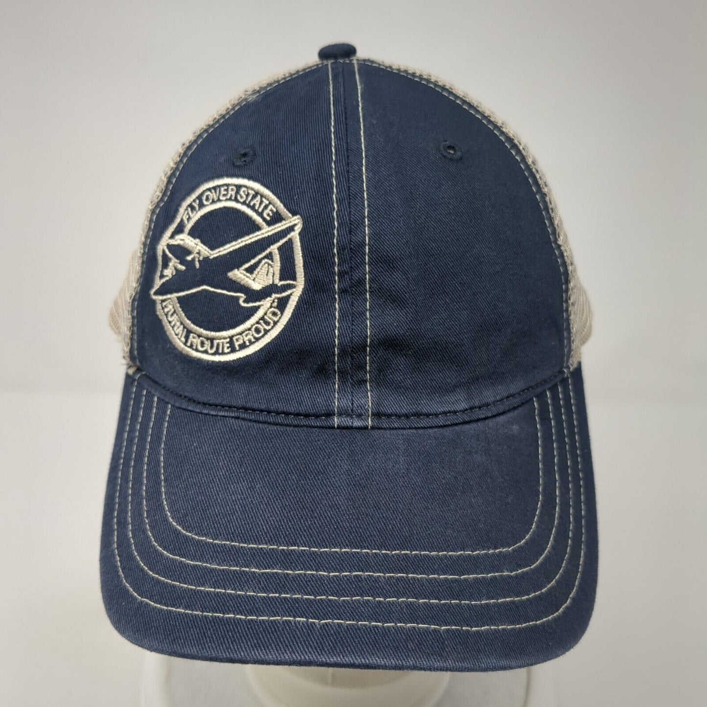 Fly Over State Rural Route Proud Snapback Trucker Hat Blue One Size