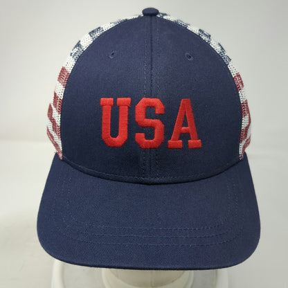 Blue USA Trucker Hat One Size Red White American Flag Mesh Snapback Patriotic