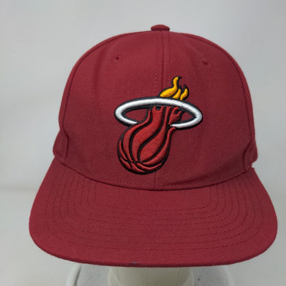 Miami Heat Snapback Hat Red Embroidered Logo Mitchell & Ness NBA