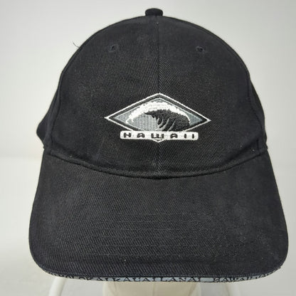 Surfware Hawaii Wave Black One Size Baseball Cap Hat Slideback Brim Text Logo