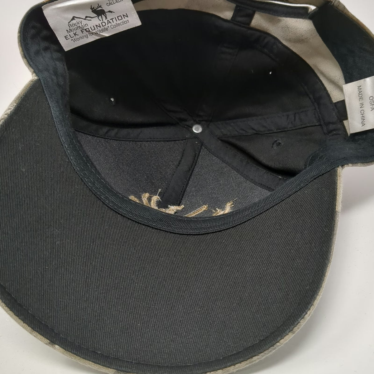 Rocky Mountain Elk Foundation Baseball Cap Black Camo One Size Strapback Hat