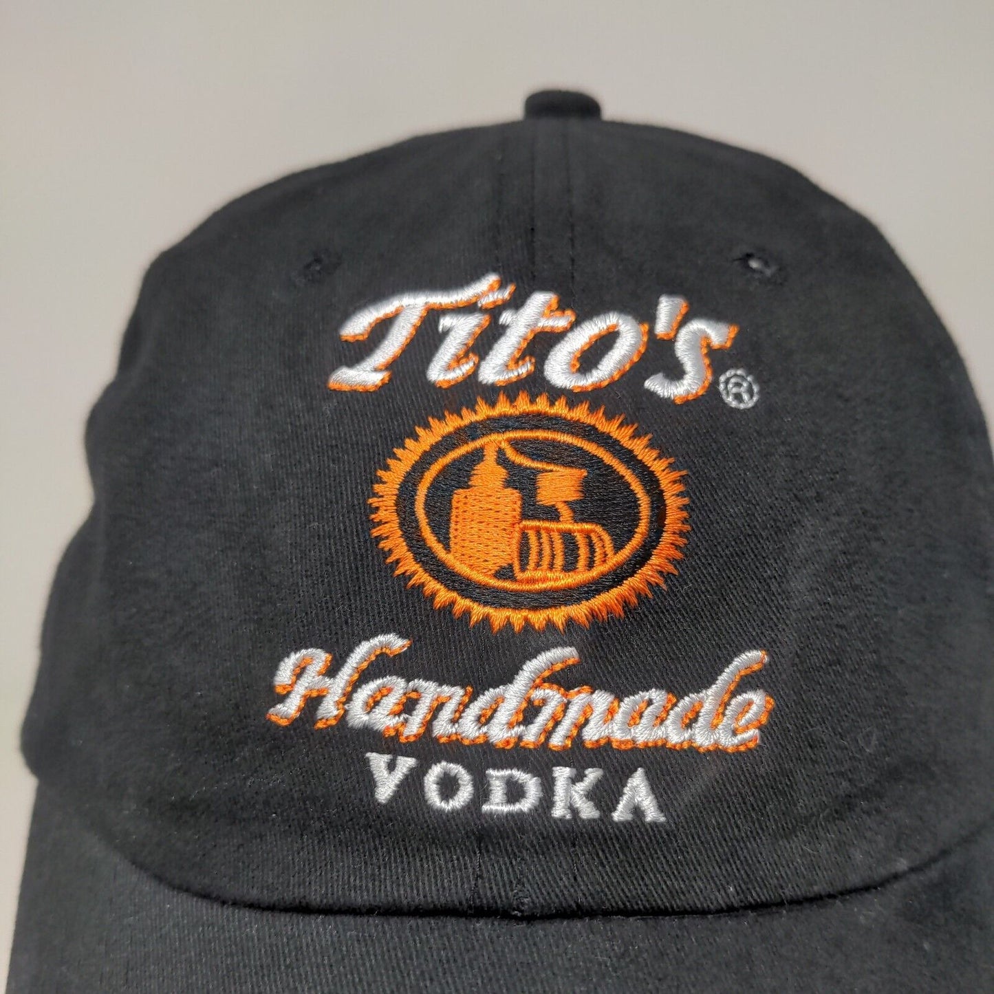 Tito's Handmade Vodka Men's Slideback Hat Black Embroidered Logo Austin Texas