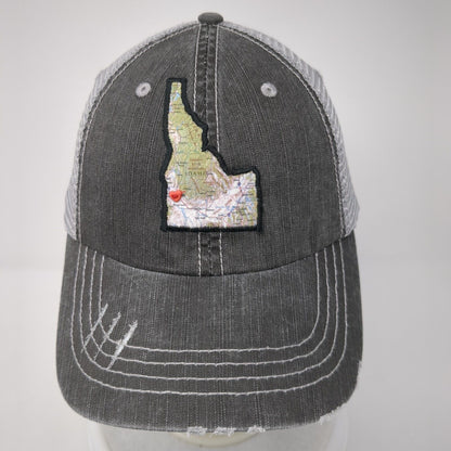 Idaho State Map Strapback Mesh Back Trucker Hat Gray One Size 6 Panel HG