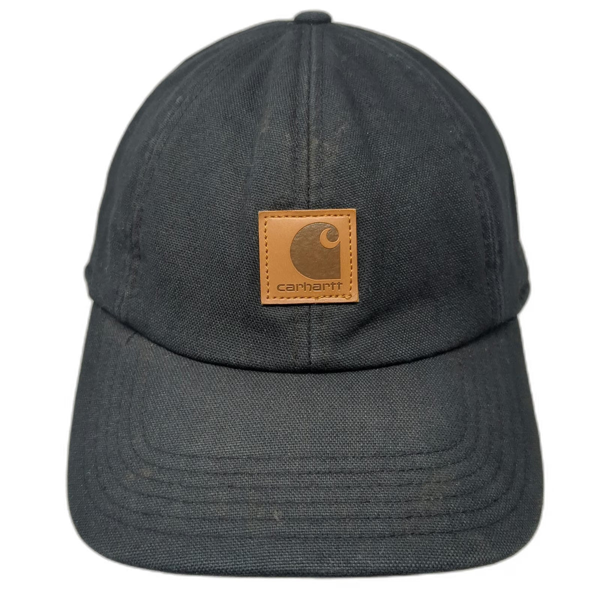 Carhartt Baseball Cap Black XL Fitted Ear Flaps Leather Patch Work Outdoor Hat