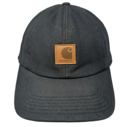 Carhartt Baseball Cap Black XL Fitted Ear Flaps Leather Patch Work Outdoor Hat