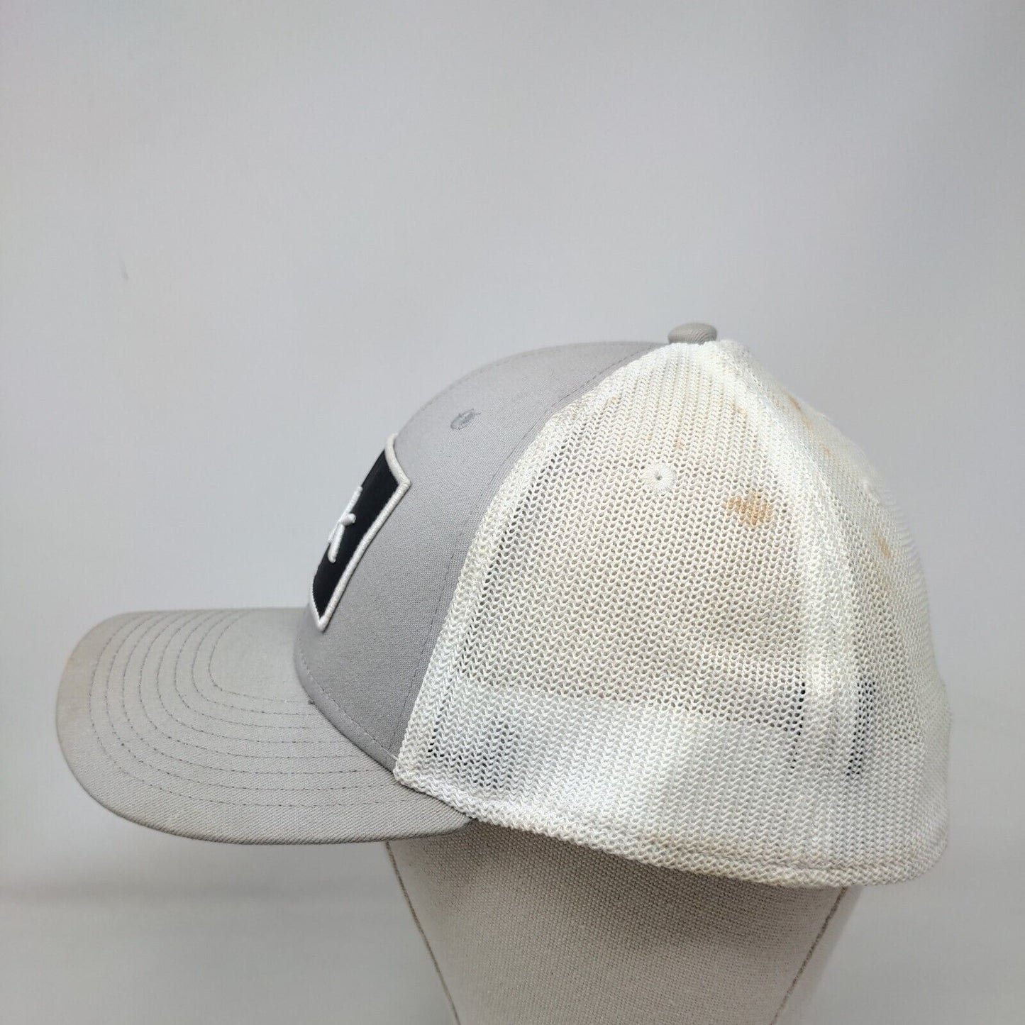 Huk Fitted Trucker Hat Gray L/XL Embroidered Breathable Mesh Back 6 Panel Fish