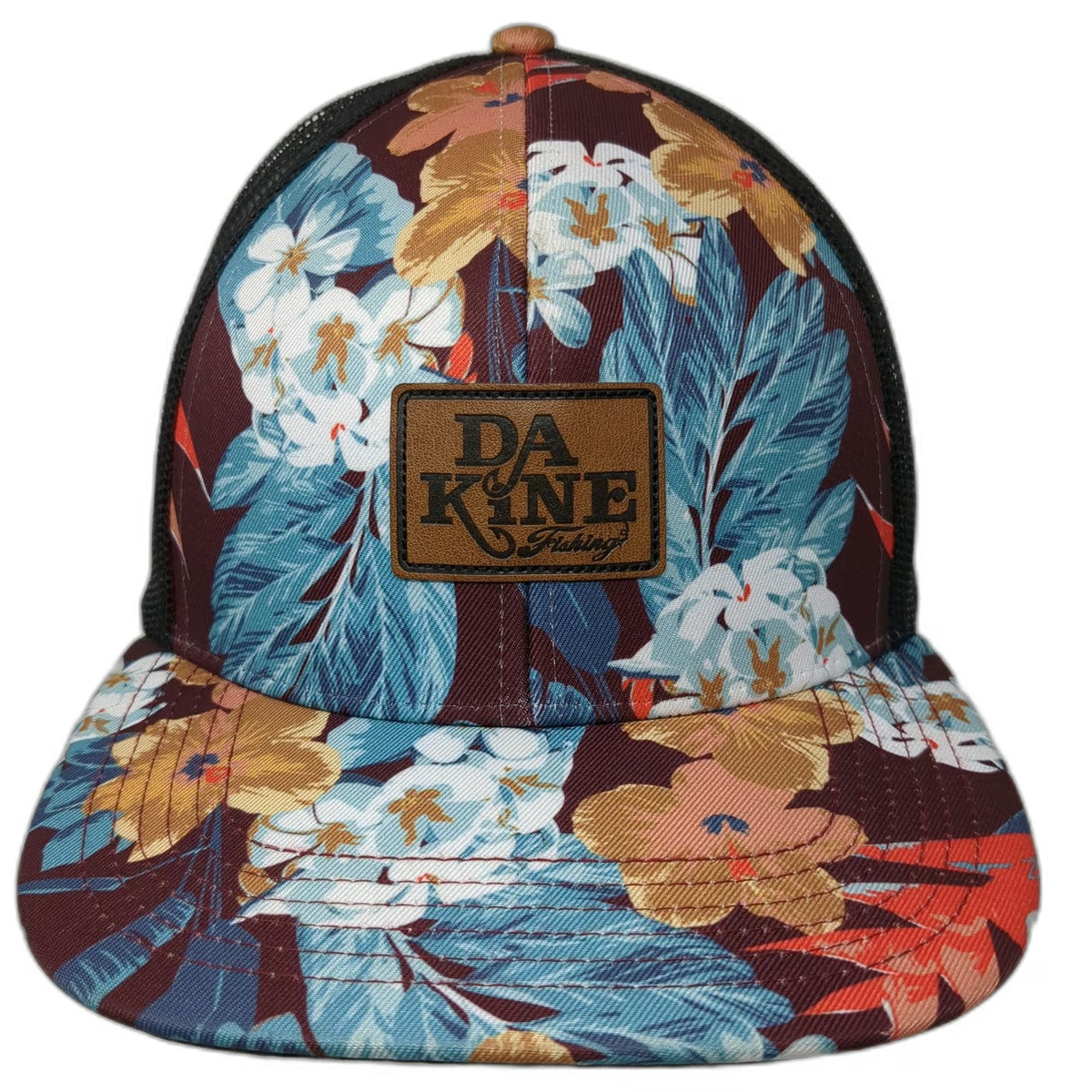 Dakine Trucker Hat Purple One Size Floral Mesh Fishing Leather Patch Tropical