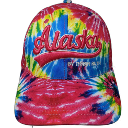 Robin Ruth Alaska Tie Dye Baseball Cap Pink Blue OSFM Strapback Embroidered Hat