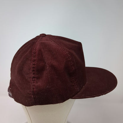 University Square Snapback Hat Red One Size 5 Panel Corduroy Made in USA Blank