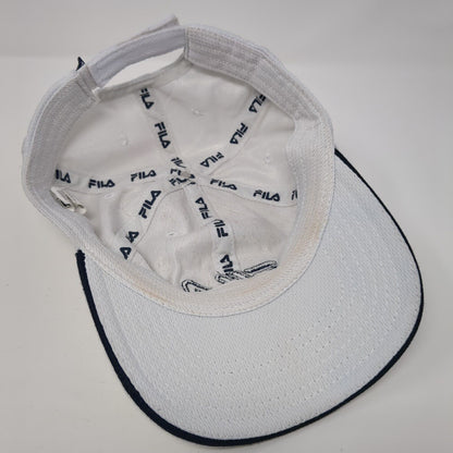 FILA Strapback Hat White One Size Adjustable Embroidered 6 Panel Polyester