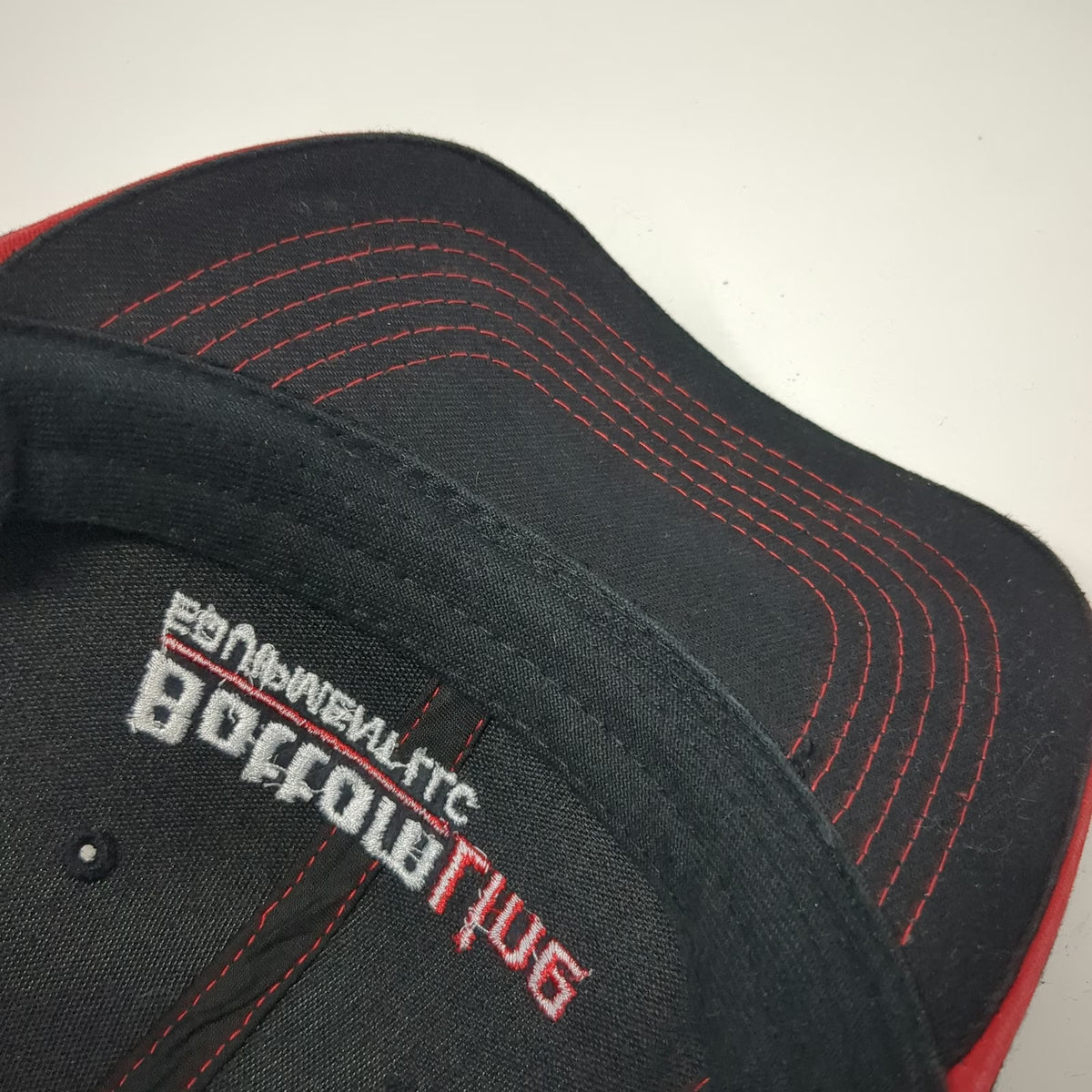 The MAX Hat Baseball Cap Black One Size Bottom Line Equipment Red Stitching hat