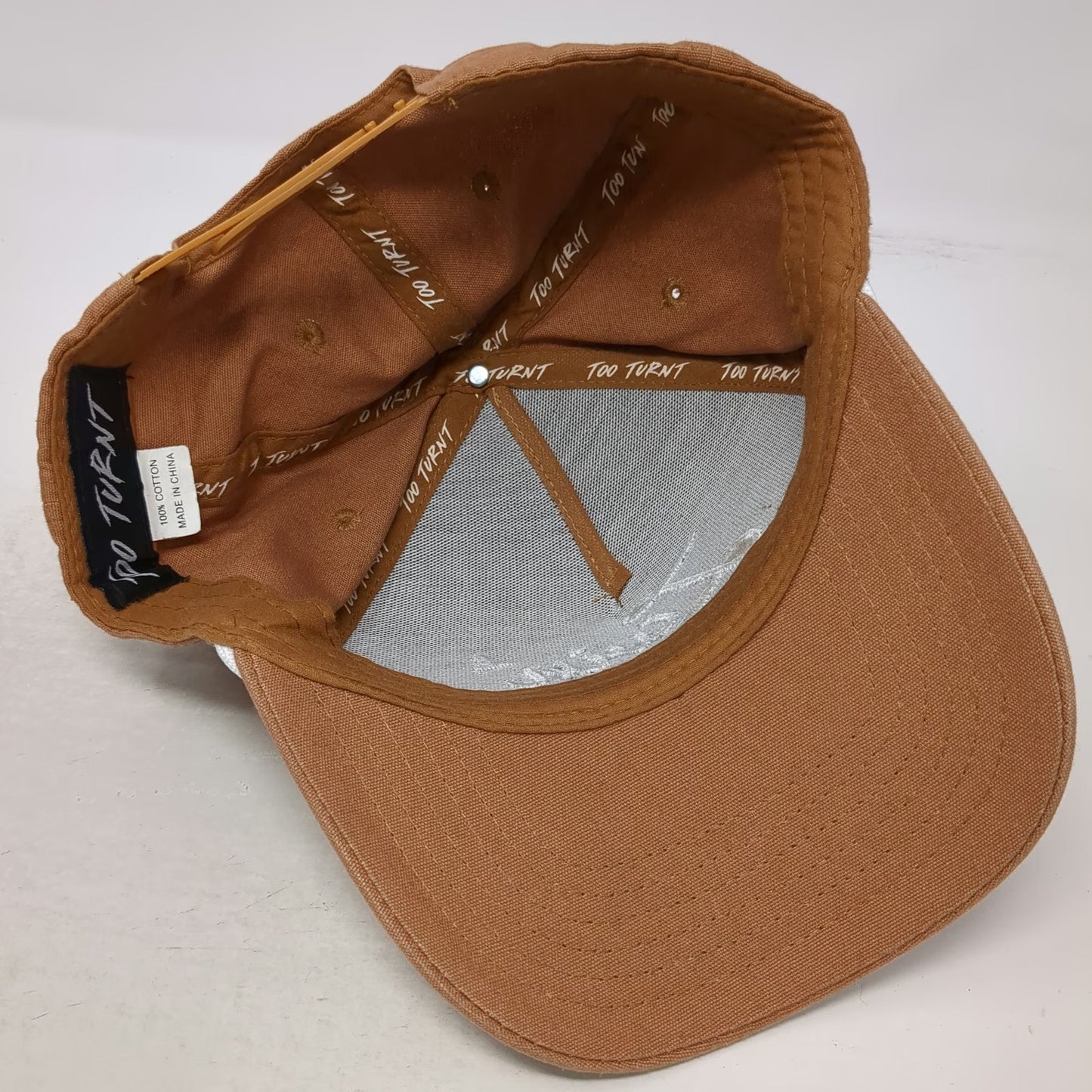 Too Turnt Trucker Brown Hat One Size Livin Script White Rope Snapback Cotton