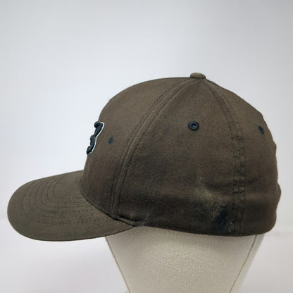 Fox 5 Panel Brown M Hat Flexfit Stretch Fit Embroidered Logo Fitted Cotton