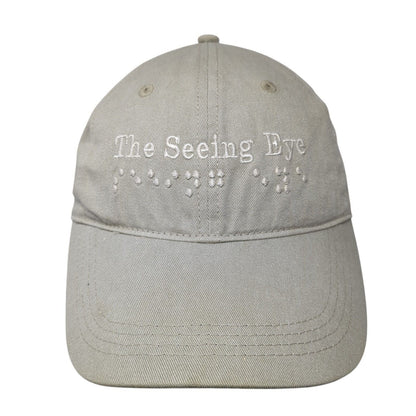 The Seeing Eye Slideback Hat Tan One Size Adjustable Embroidered 6 Panel Cotton
