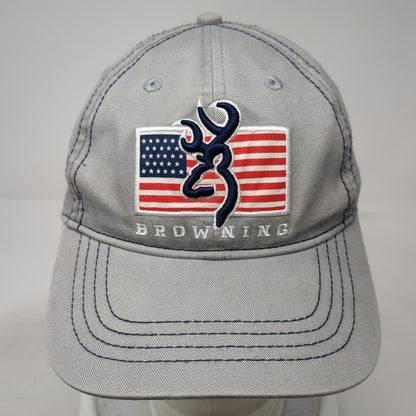 Browning Baseball Cap Gray One Size American Flag Buckmark Logo Slideback Hat